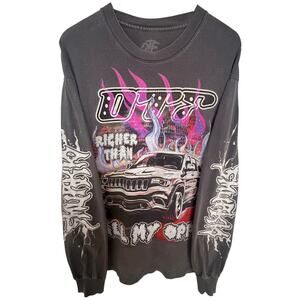 OTF T-Shirt Large Gray Front and sleeve graphics Graphic Crew Neck